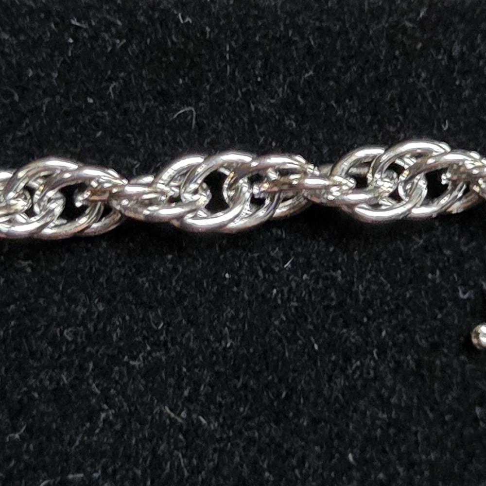 Sapphire 10k white gold charm & 12k rope bracelet GM motors 15year gift - Picture 8 of 11